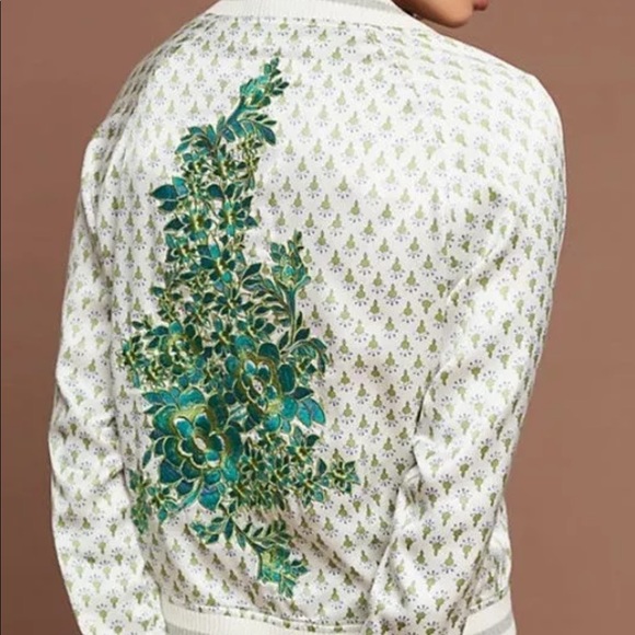 Anthropologie Tiny embroidered moto jacket Large - Picture 1 of 5